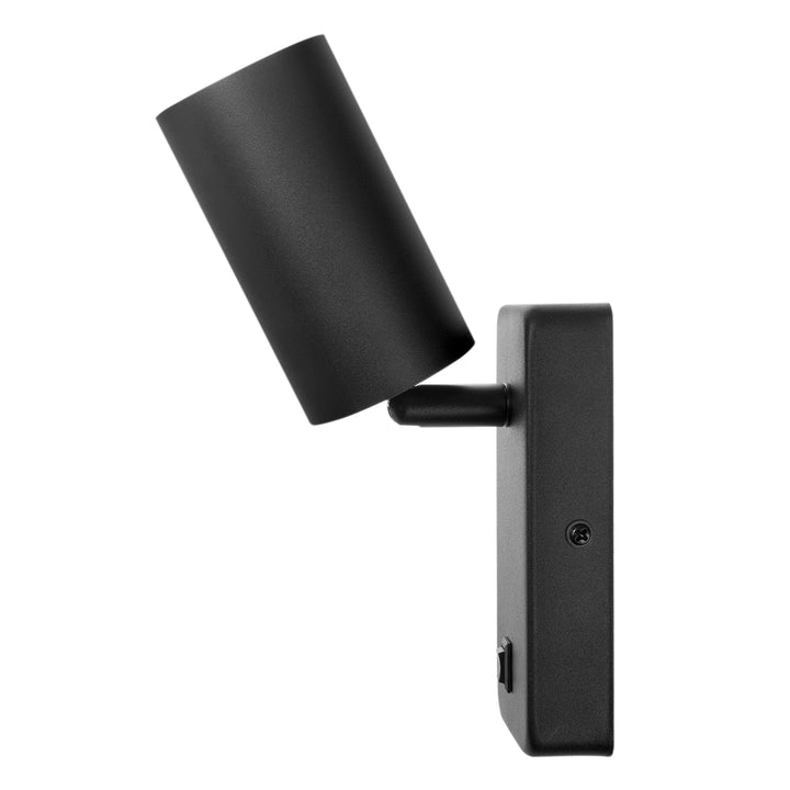 Maclean wall lamp / wall light, spot, rotund, GU10, cu întrerupător, 55x100mm, culoare neagră, MCE369 B
