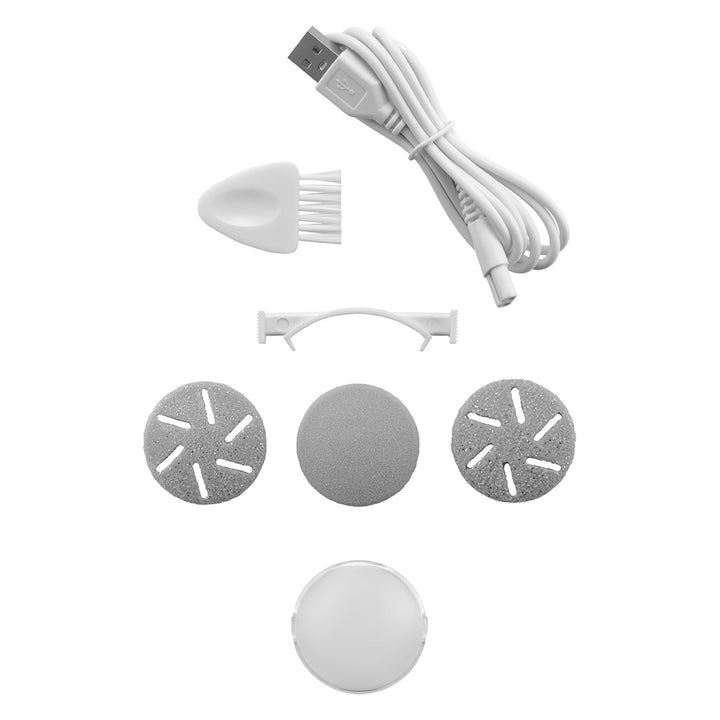 Masina de ras talpa, electric pentru călcâi, 3 tampoane, reîncărcabilă, alb, PN3000