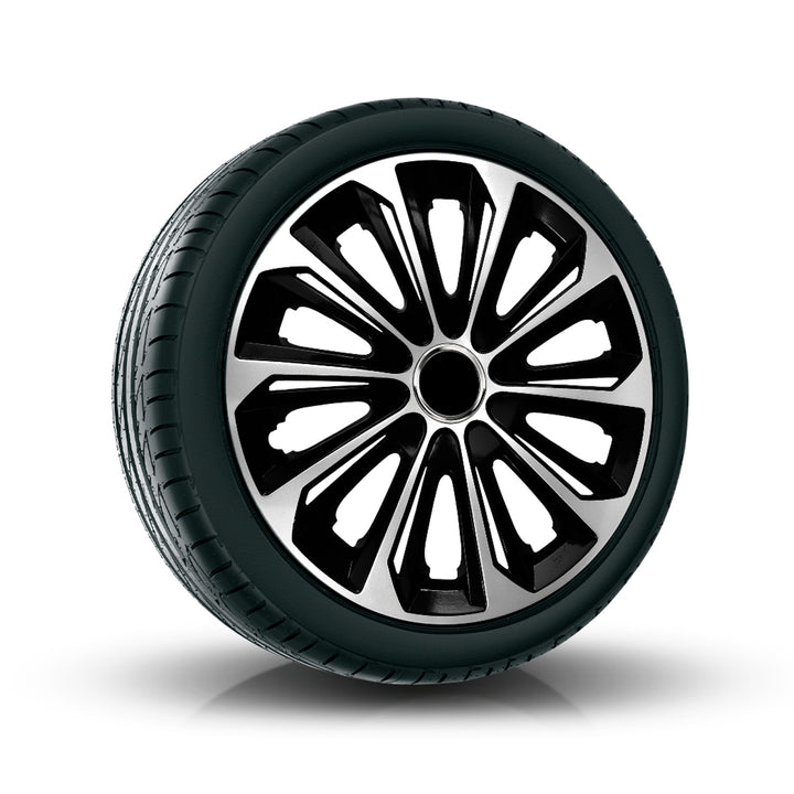 Capac de butuc universal 15" NRM Extra Strong argintiu/negru 1 buc