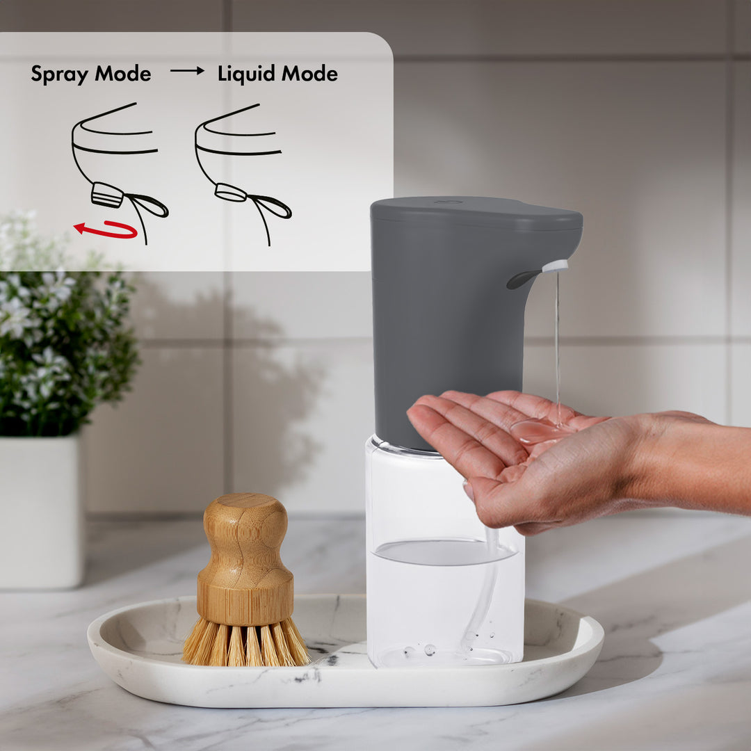 Promedix dispenser automat, recipient dispenser pentru săpunuri lichide, lichide dezinfectante, 300ml, 4xAA, gri, PR-540 GR