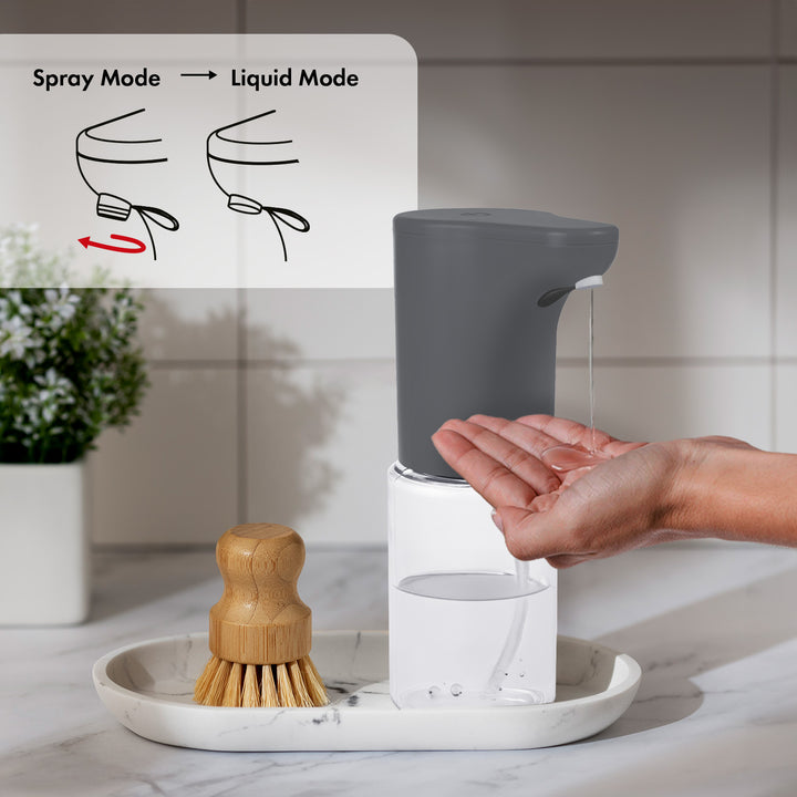 Promedix dispenser automat, recipient dispenser pentru săpunuri lichide, lichide dezinfectante, 300ml, 4xAA, gri, PR-540 GR