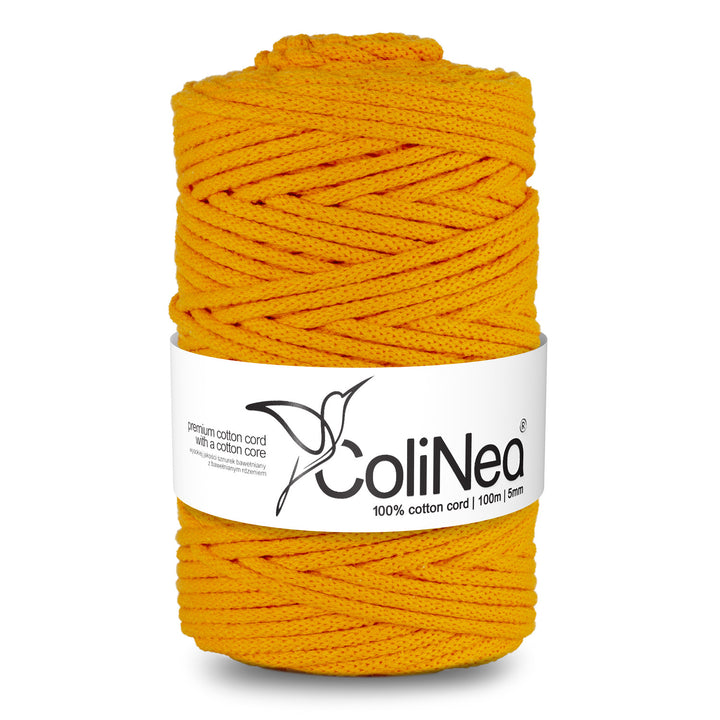 ColiNea, cordon de bumbac cu miez de bumbac, împletit, 5mm, 100m, galben închis