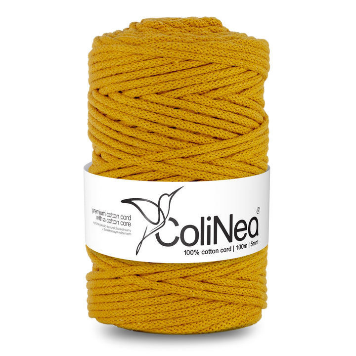 ColiNea, cordon de bumbac cu miez de bumbac, împletit, 5mm, 100m, muștar