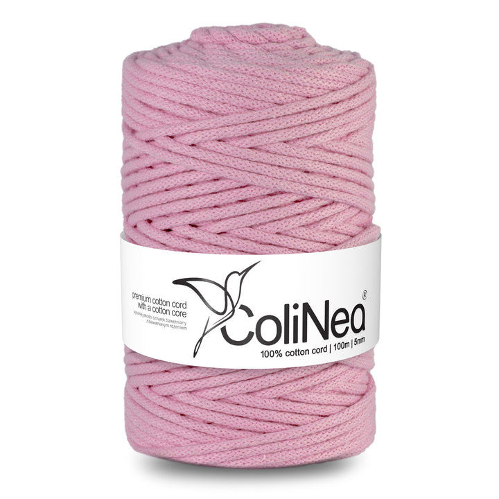ColiNea, cordon de bumbac cu miez de bumbac, împletit, 5mm, 100m, roz