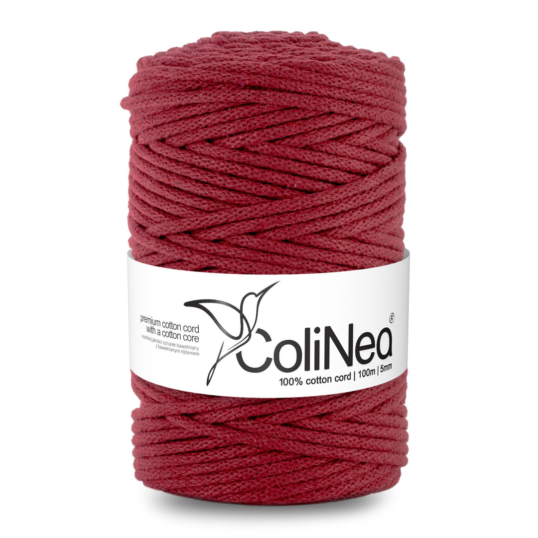 Fir din bumbac, 5mm, 100m, maro, ColiNea Burgundy, moale si durabil