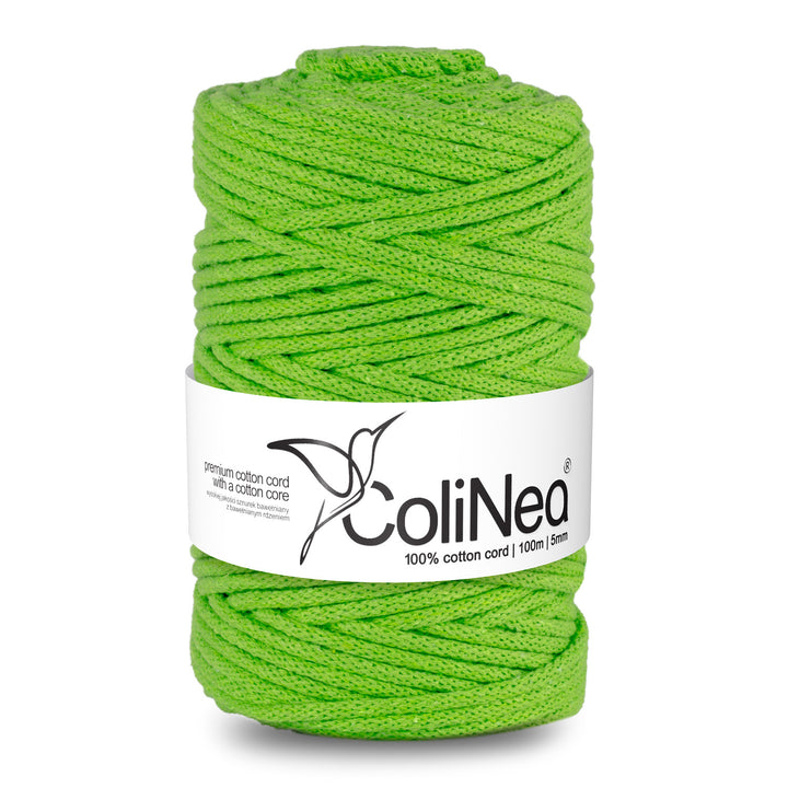 ColiNea, cordon de bumbac cu miez de bumbac, împletit, 5mm, 100m, verde deschis