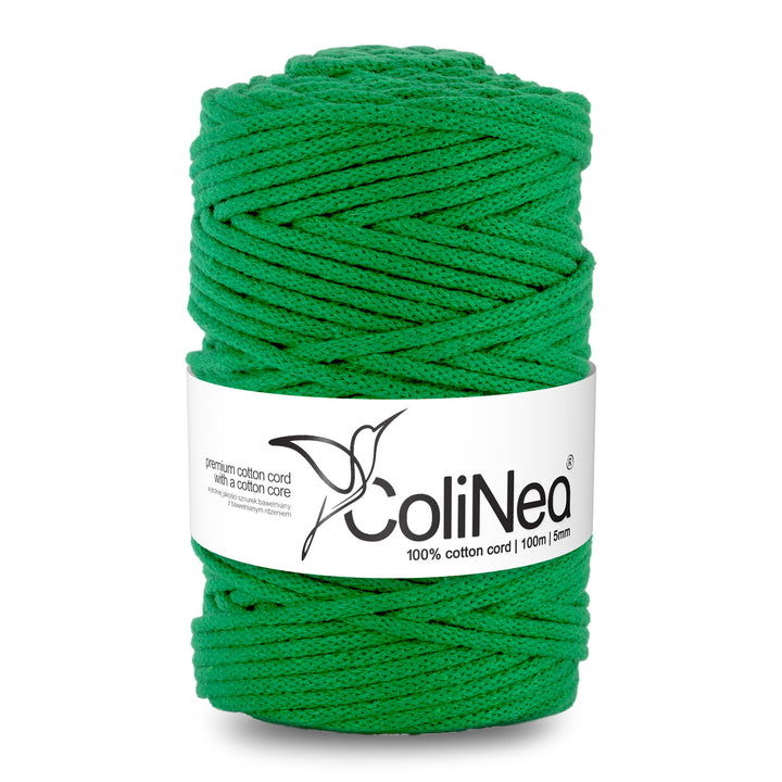 ColiNea, cordon de bumbac cu miez de bumbac, împletit, 5mm, 100m, verde