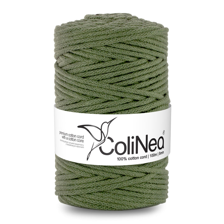 ColiNea, cordon de bumbac cu miez de bumbac, împletit, 5mm, 100m, kaki