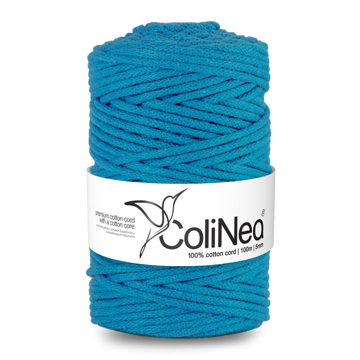 ColiNea, cordon de bumbac cu miez de bumbac, împletit, 5mm, 100m, albastru