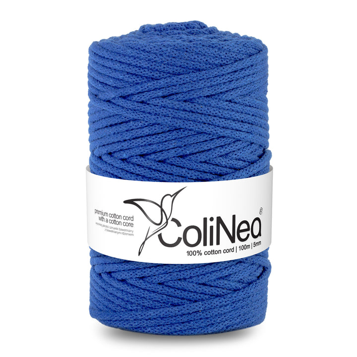 ColiNea, cordon de bumbac cu miez de bumbac, împletit, 5mm, 100m, albastru închis