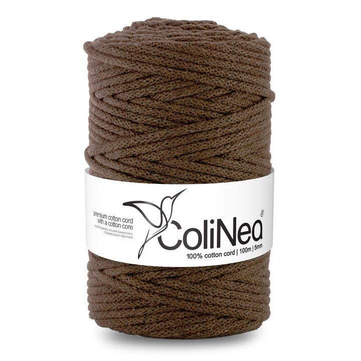 ColiNea, cordon de bumbac cu miez de bumbac, împletit, 5mm, 100m, maro