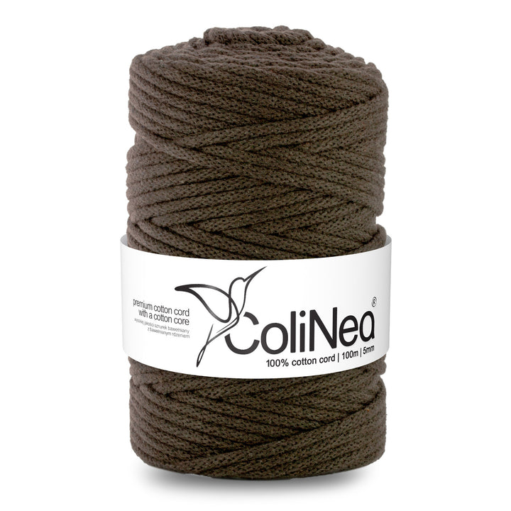 ColiNea, cordon de bumbac cu miez de bumbac, împletit, 5mm, 100m, maro închis