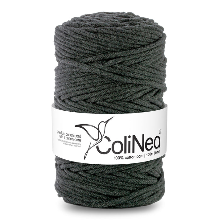 ColiNea, cordon de bumbac cu miez de bumbac, împletit, 5mm, 100m, antracit