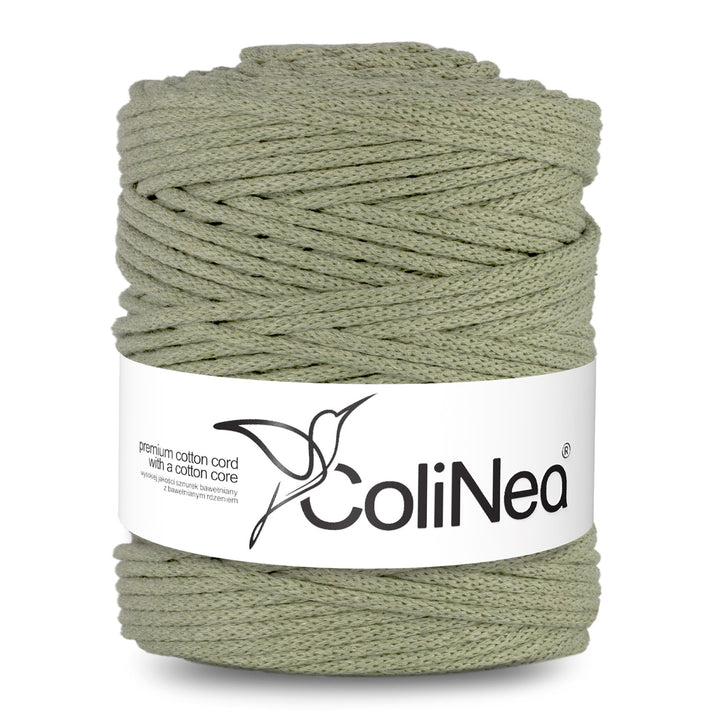 ColiNea, cordon de bumbac cu miez de bumbac, împletit, 5 mm, 200 m, verde măsliniu