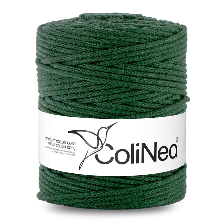 ColiNea, cordon de bumbac cu miez de bumbac, împletit, 5mm, 200m, verde sticlă