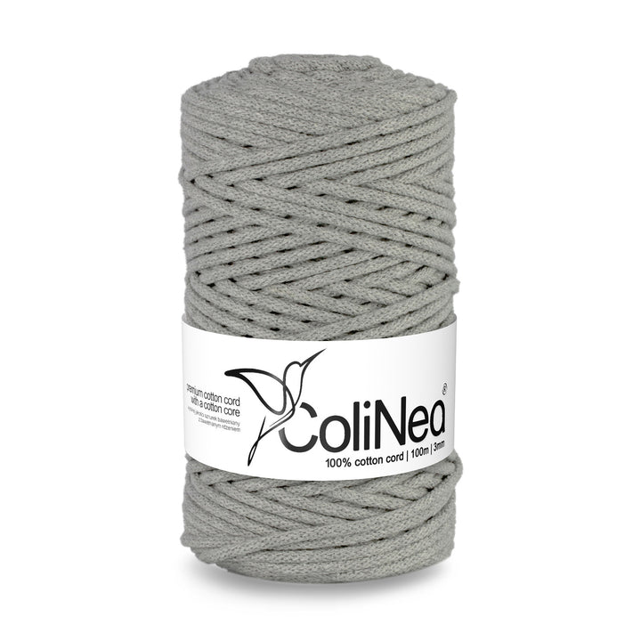 ColiNea, cordon de bumbac cu miez de bumbac, împletit, 3mm 100m, gri