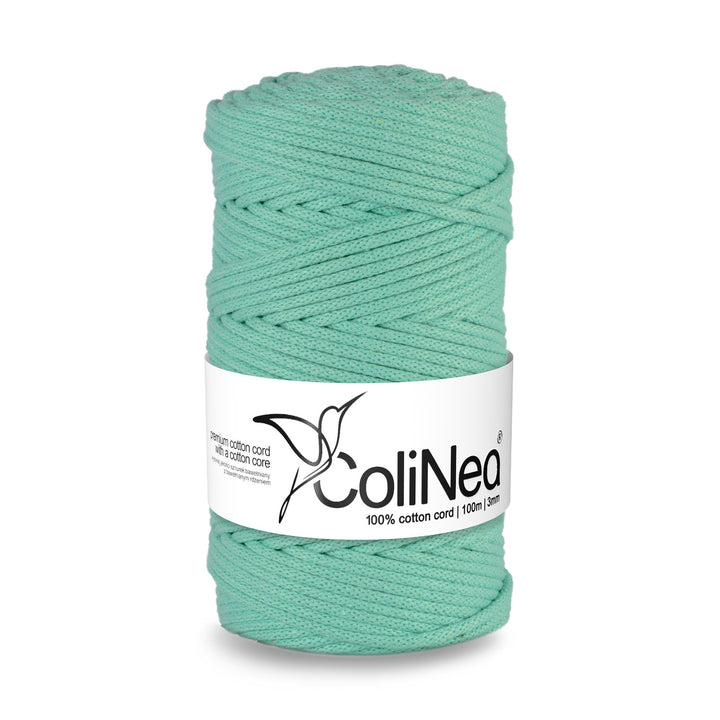 ColiNea, cordon de bumbac cu miez de bumbac, împletit, 3mm, 100m, celadon