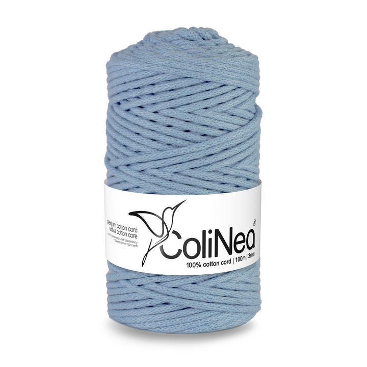 ColiNea, cordon de bumbac cu miez de bumbac, împletit, 3mm, 100m, albastru