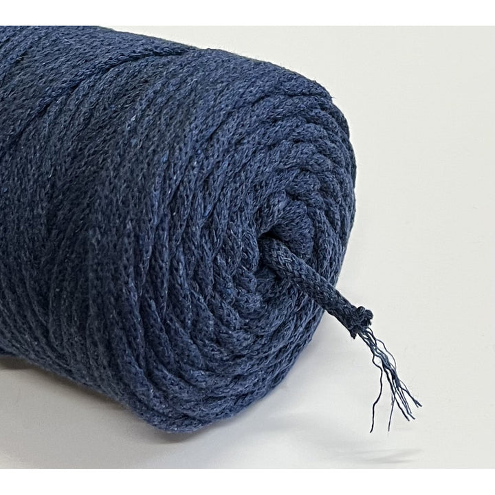 ColiNea, cordon de bumbac cu miez de bumbac, împletit, 3mm, 100m, denim