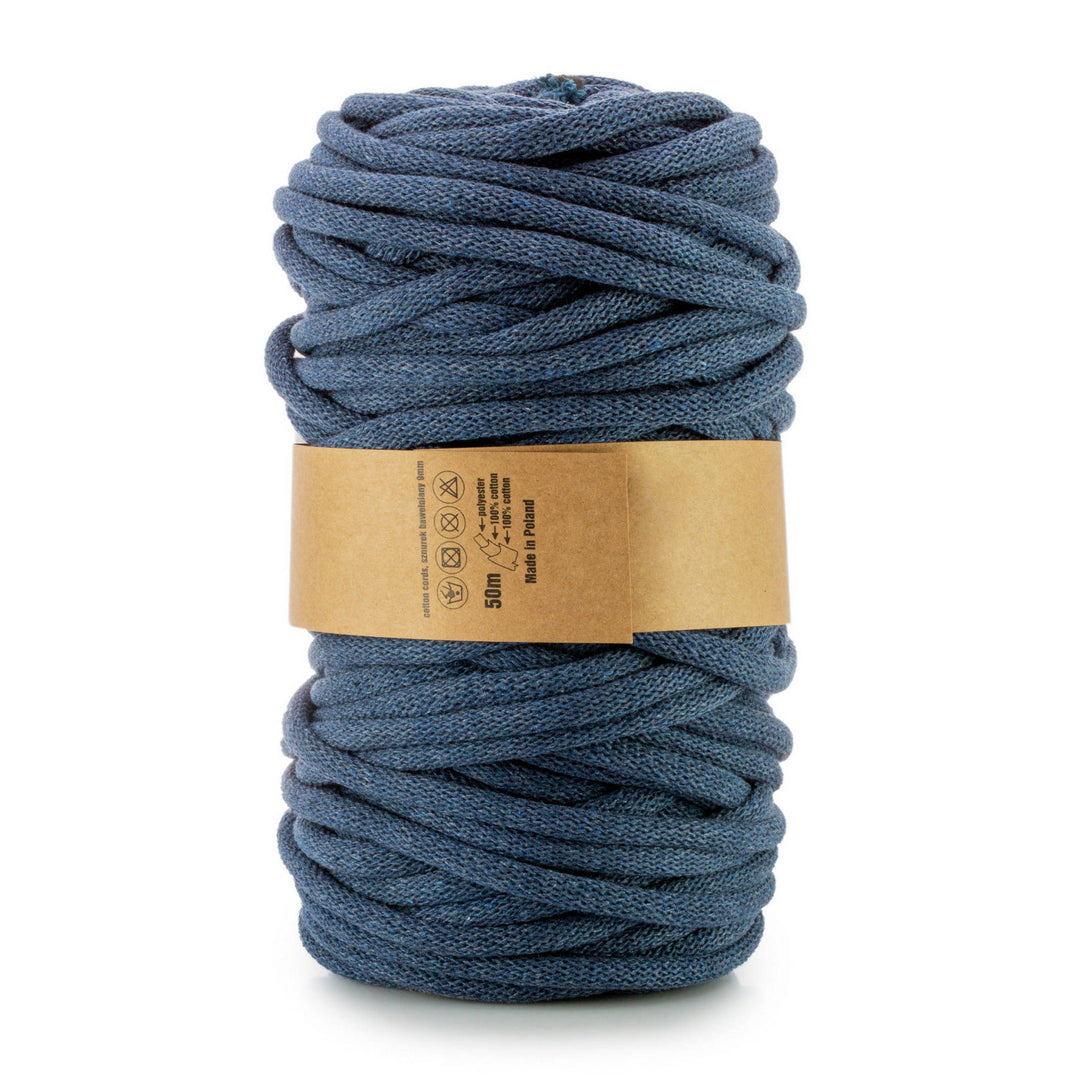 WAS, cordon de bumbac cu miez de poliester, împletit, 9 mm, 50 m, denim deschis