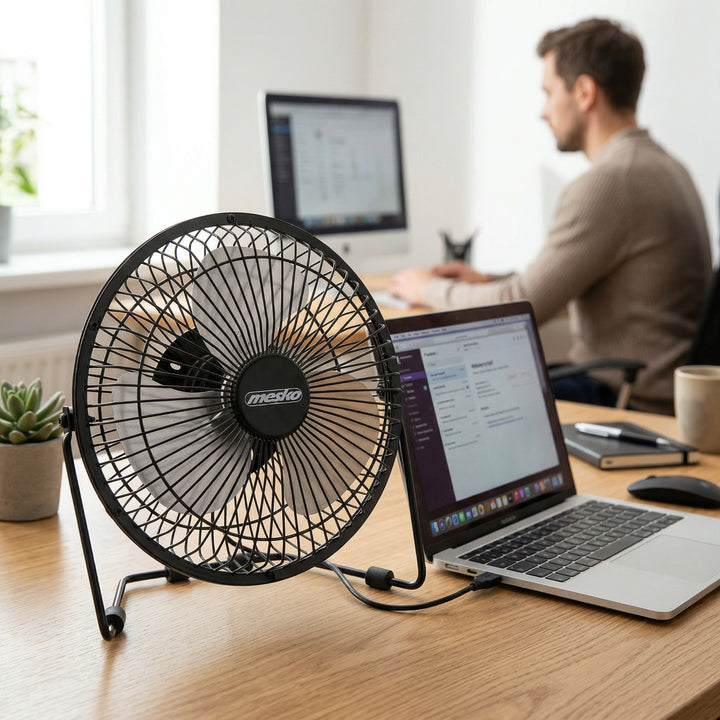 Ventilator de birou Mesko, diametru 15 cm, alimentare USB, oscilație verticală, MS 7322