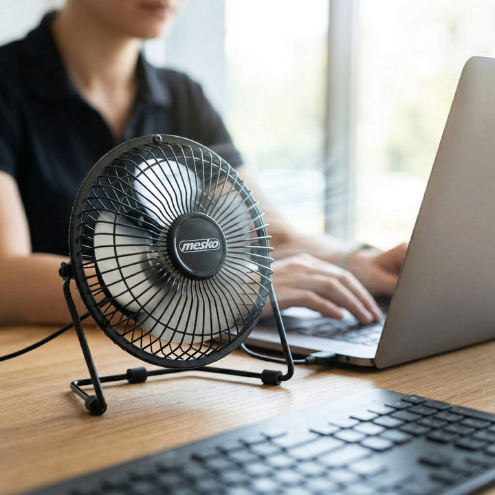 Ventilator de birou Mesko, diametru 15 cm, alimentare USB, oscilație verticală, MS 7322
