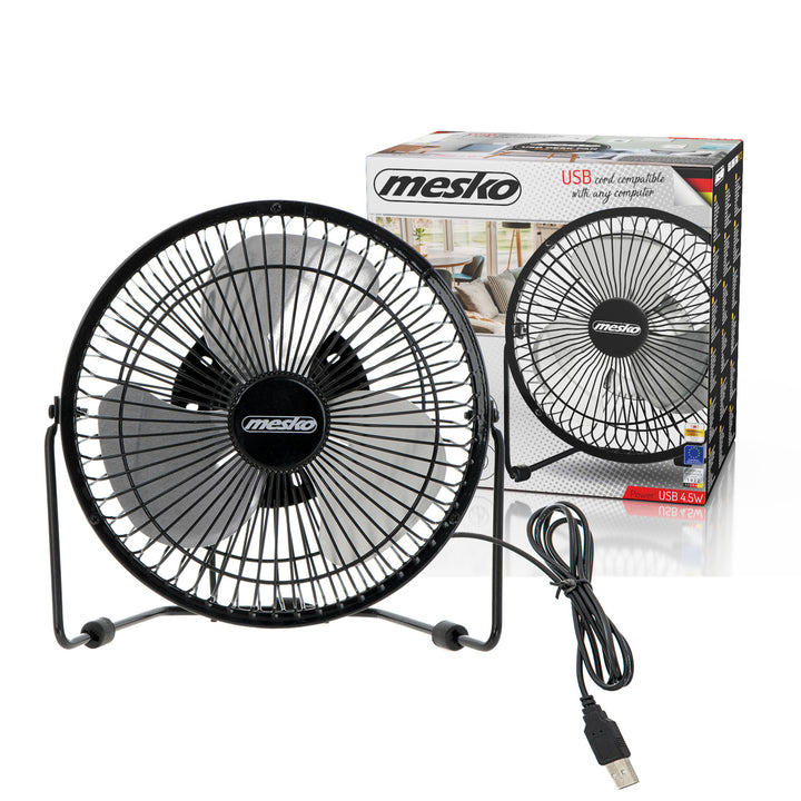 Ventilator de birou Mesko, diametru 15 cm, alimentare USB, oscilație verticală, MS 7322
