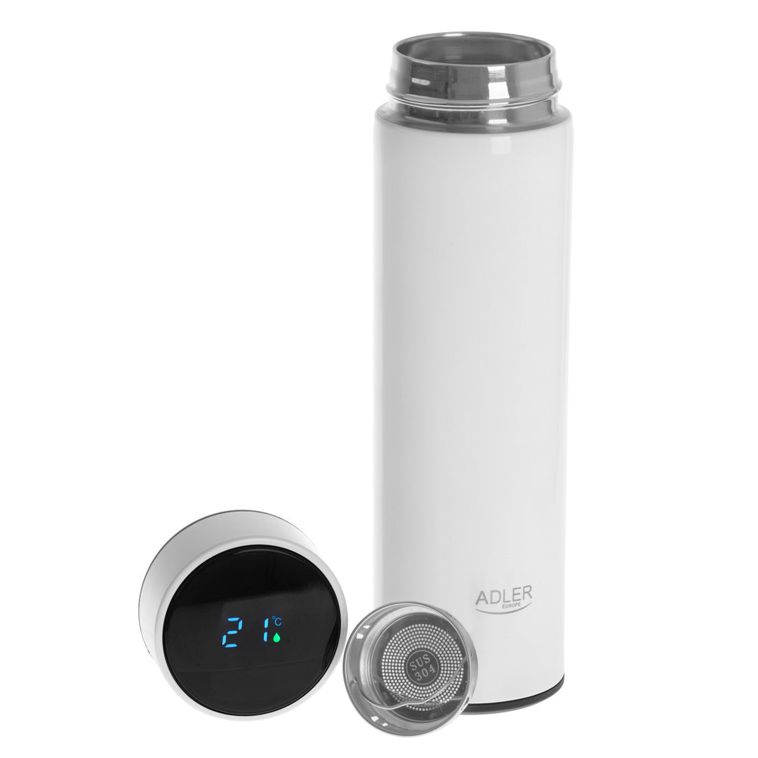Termos Adler, ecran tactil LED, capacitate 473 ml, alb, AD 4506