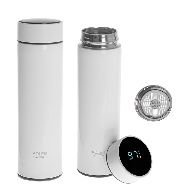 Termos Adler, ecran tactil LED, capacitate 473 ml, alb, AD 4506