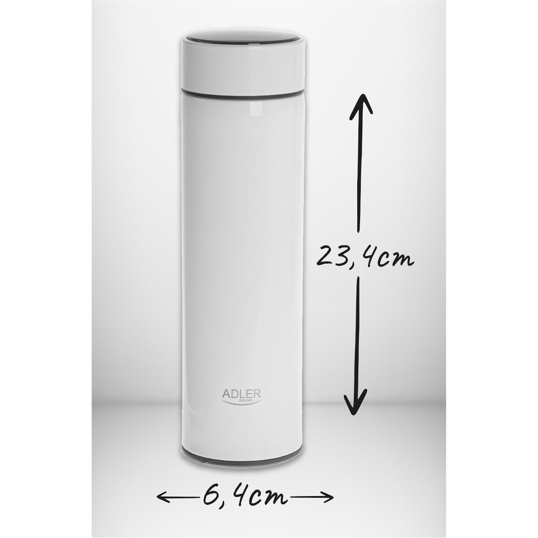 Termos Adler, ecran tactil LED, capacitate 473 ml, alb, AD 4506