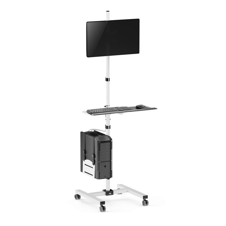 Cărucior profesional Maclean, stație de lucru mobilă pentru calculator pe roți, max 17"-32", max 20kg, MC-793