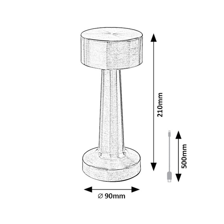 Lampă de masă Rabalux, 2.7W LED, 40lm, baterie 1200mAh, Senan