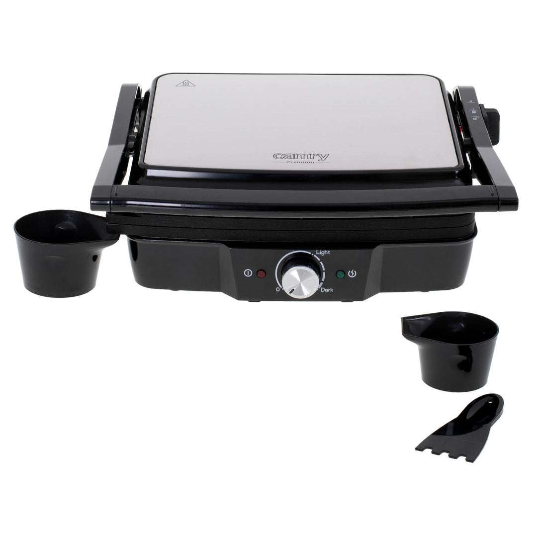 Grătar electric Camry, suprafață mare 28x23cm, control al temperaturii, putere maximă 2500W, CR 3053