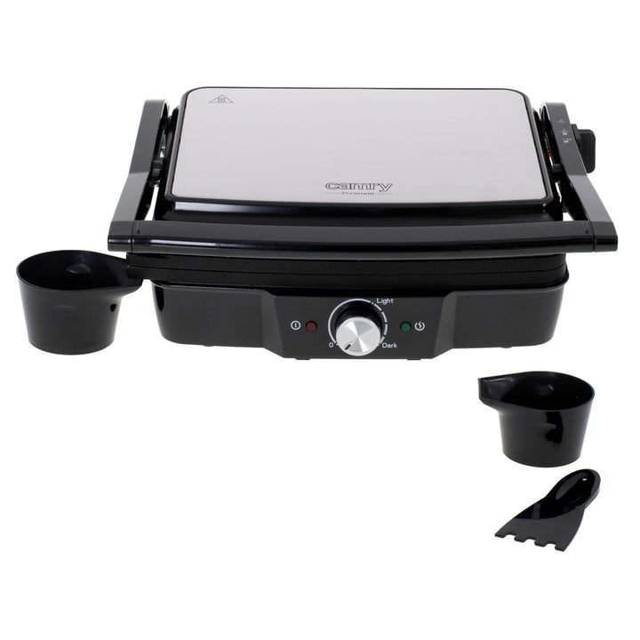 Grătar electric Camry, suprafață mare 28x23cm, control al temperaturii, putere maximă 2500W, CR 3053