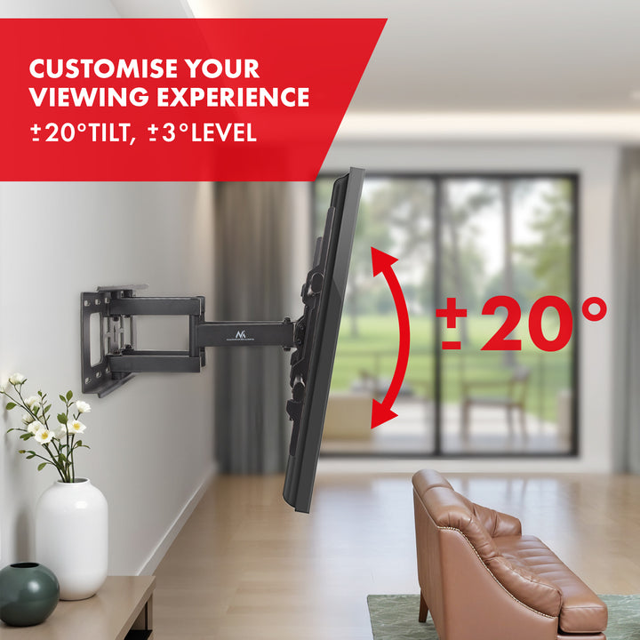 Suport TV Maclean, max VESA 600x400, 32-85", 60 kg, reglaj unghi orizontal și vertical, profil 65-390 mm, negru, MC-789