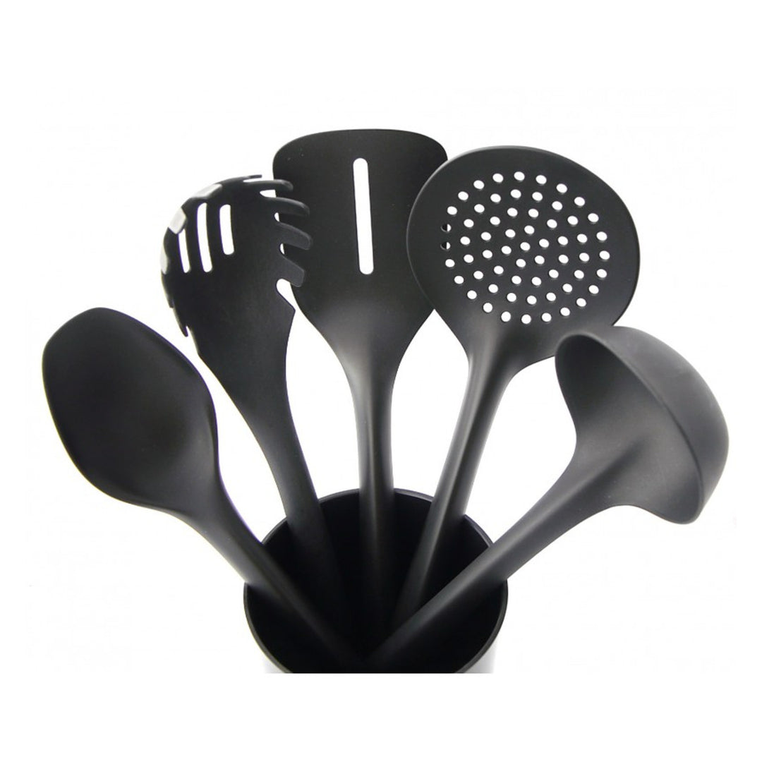 Set de 5 instrumente de bucătărie + recipient de 15 cm negru Practic Handy