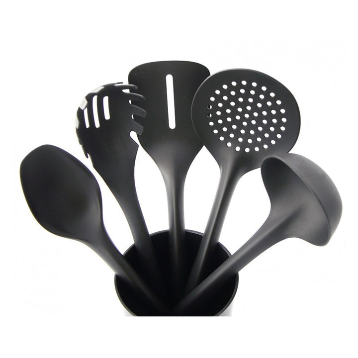 Set de 5 instrumente de bucătărie + recipient de 15 cm negru Practic Handy