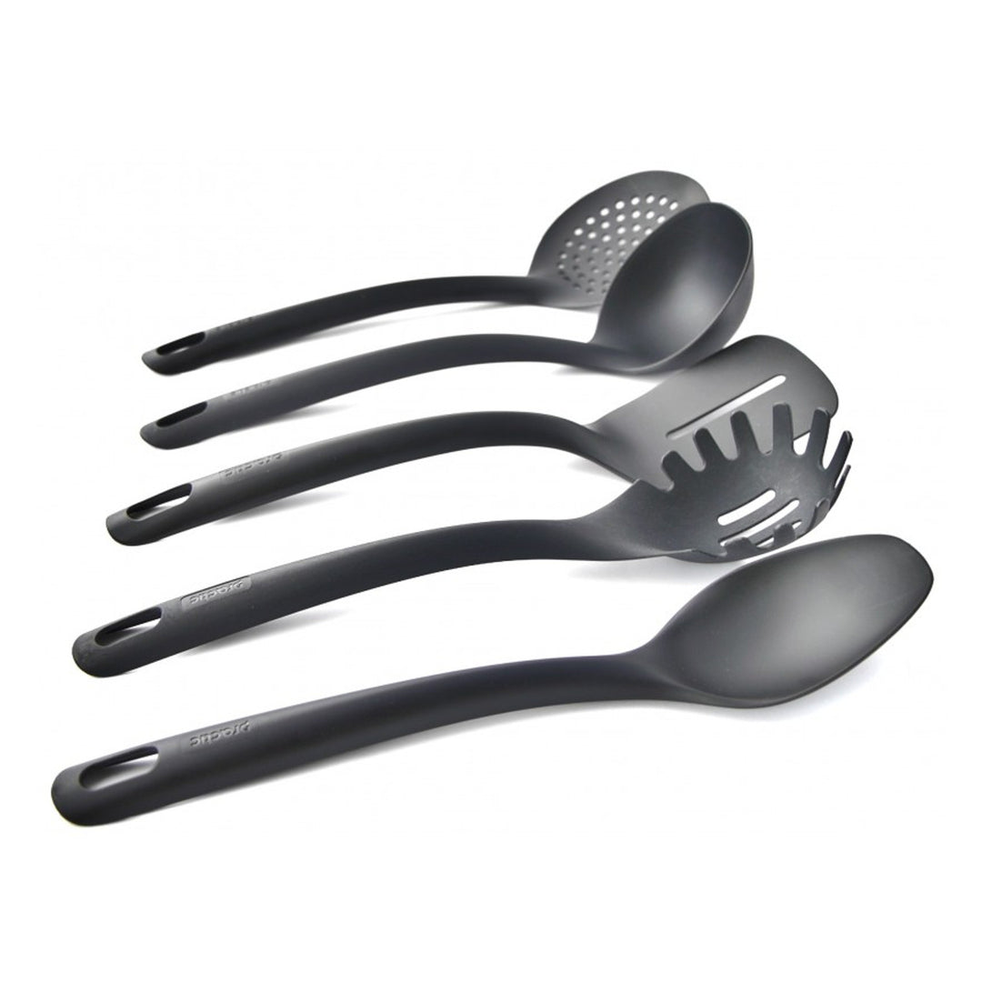 Set de 5 instrumente de bucătărie + recipient de 15 cm negru Practic Handy