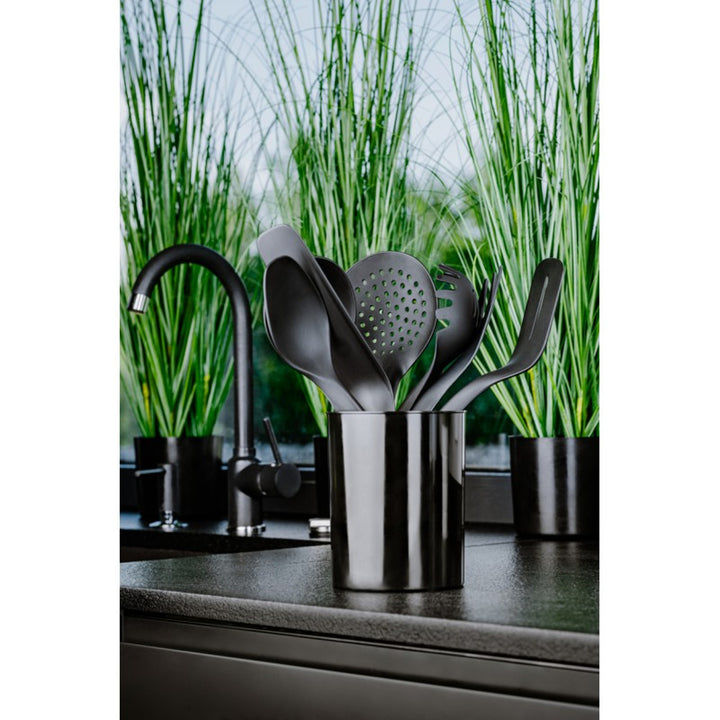 Set de 5 instrumente de bucătărie + recipient de 15 cm negru Practic Handy