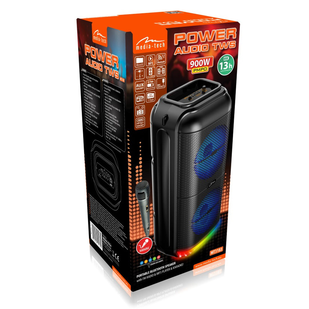 Difuzor portabil Media-Tech, karaoke, Bluetooth 5.3, 900W, MT3183