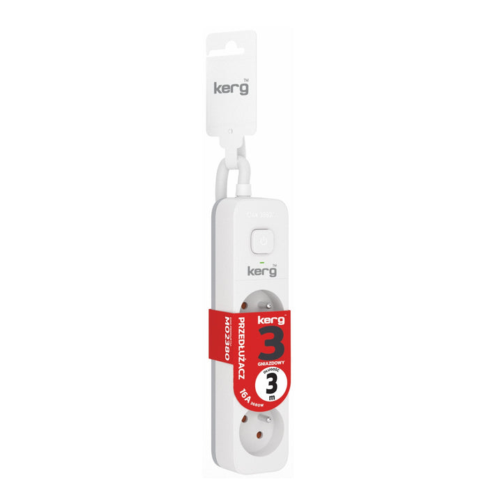 Cablu prelungitor KERG cu comutator 3 prize alb-gri 3m 16A H05VV-F 3x1.5mm2