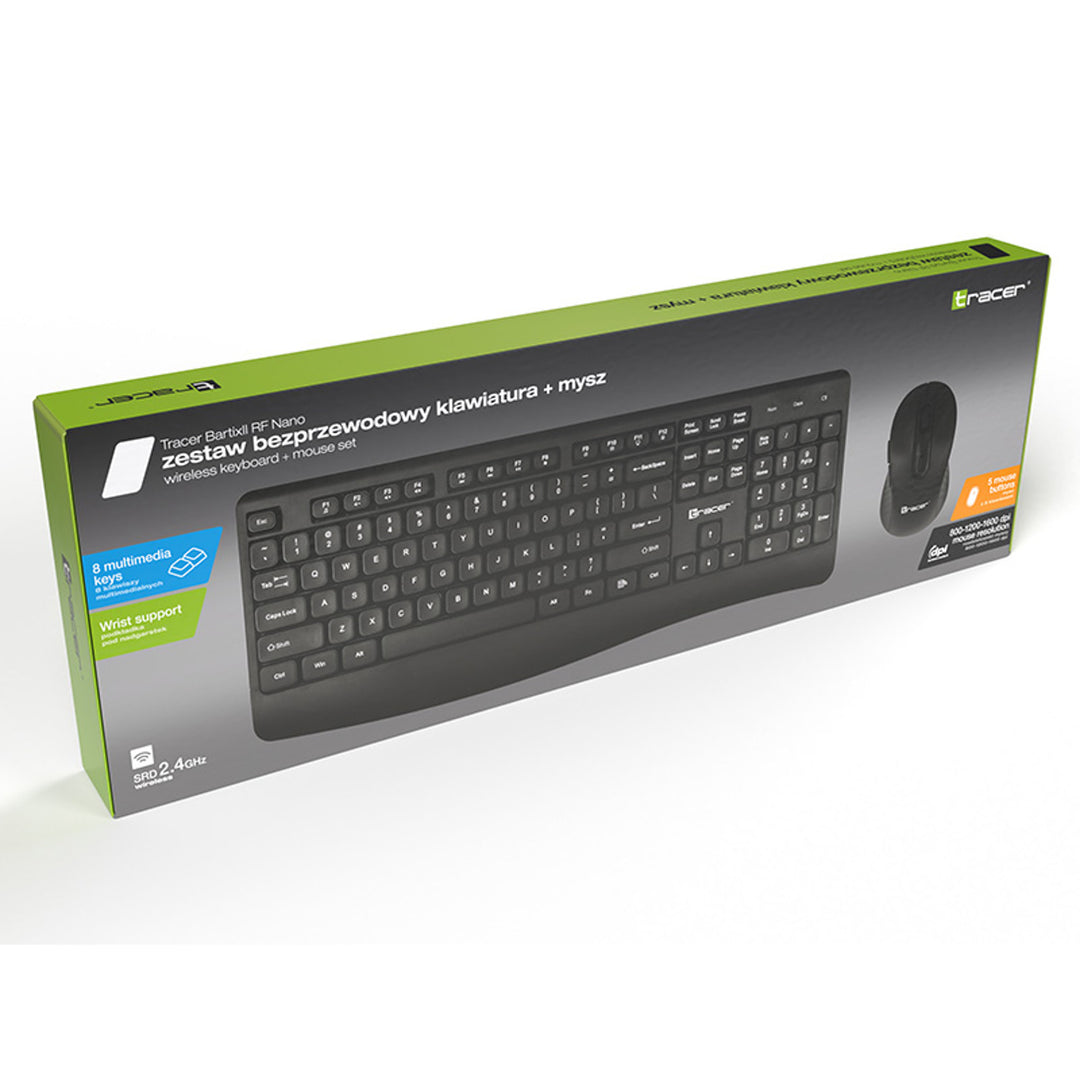 Set tastatura cu mouse wireless Tracer Bartix II RF Nano, negru