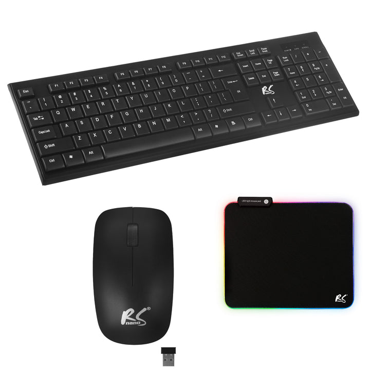 Set tastatura cu mouse si mousepad NanoRS RS580, negru