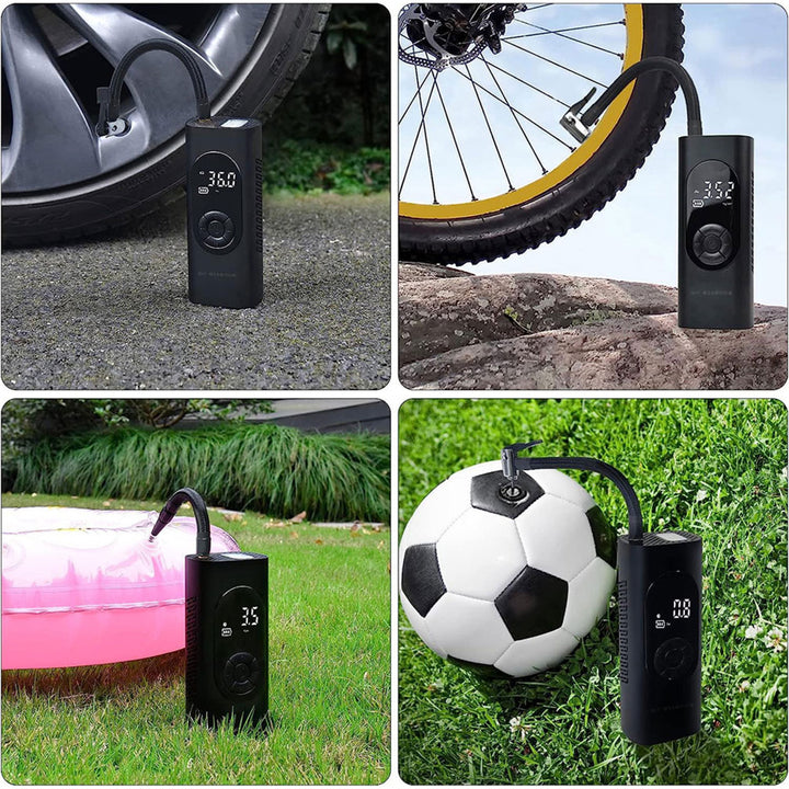 Pompă electrică fără fir pentru mașină, minge, bicicletă, saltea, Air-Essence Pampero 80W-6BAR-100PSI-2000mAh