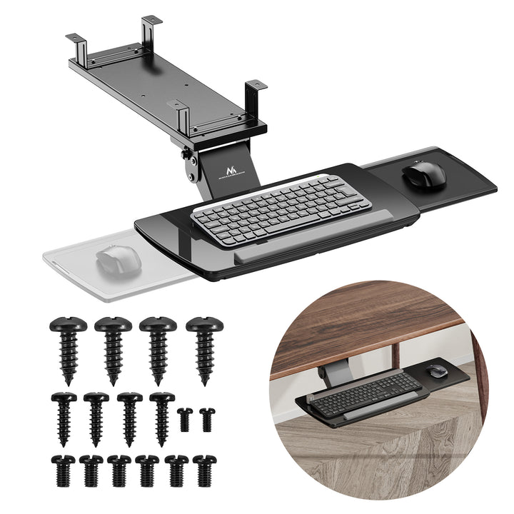 Suport tastatură Maclean sub birou, reglabil, max. 5kg, negru, MC-156 B