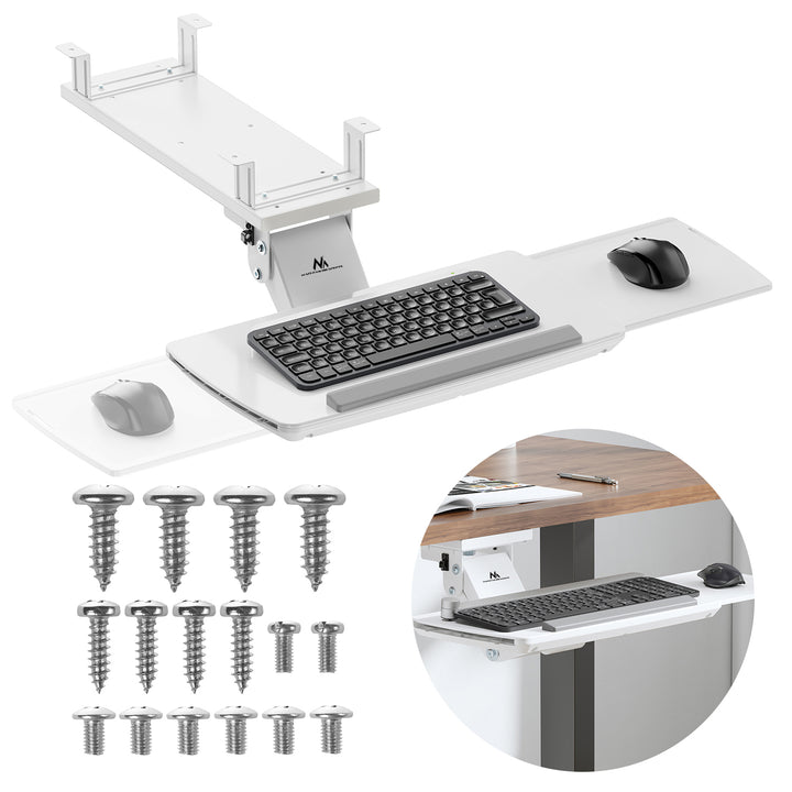 Suport tastatură sub birou Maclean, reglabil, max. 5kg, alb, MC-156 W