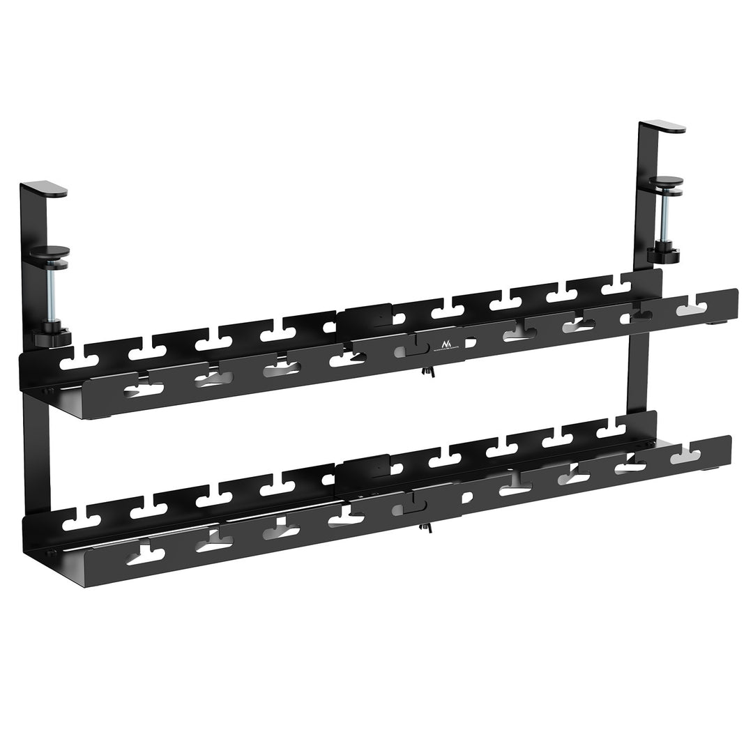 Maclean organizator de cabluri sub birou, încărcare max. 5kg, max. 728mm, 2 nivele, negru, MC-102 B
