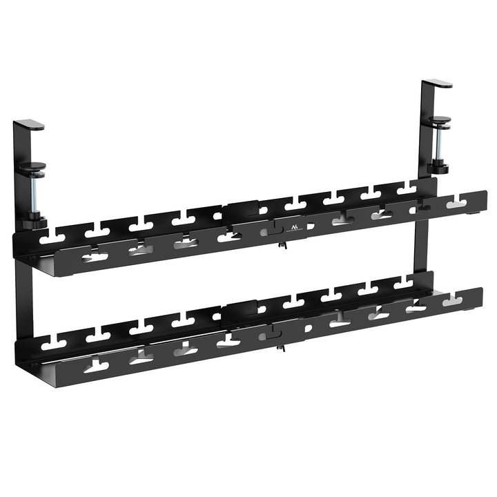 Maclean organizator de cabluri sub birou, încărcare max. 5kg, max. 728mm, 2 nivele, negru, MC-102 B