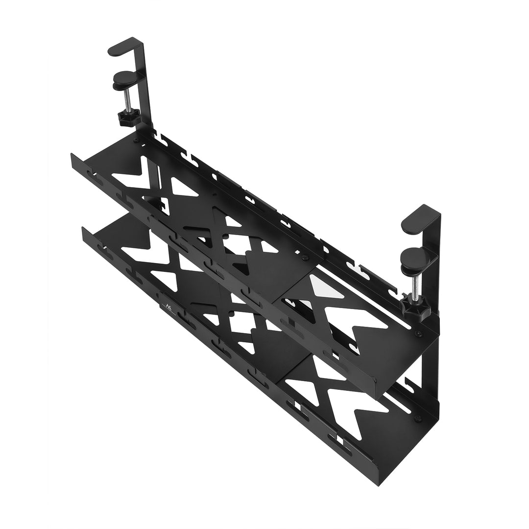 Maclean organizator de cabluri sub birou, încărcare max. 5kg, max. 728mm, 2 nivele, negru, MC-102 B