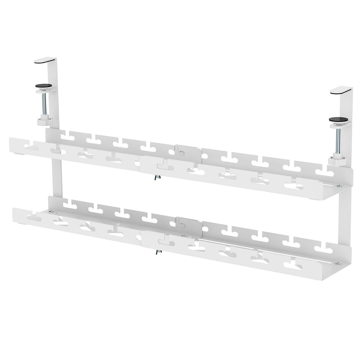 Maclean organizator de cabluri sub birou, încărcare max. 5kg, max. 728mm, 2 nivele, alb, MC-102 W